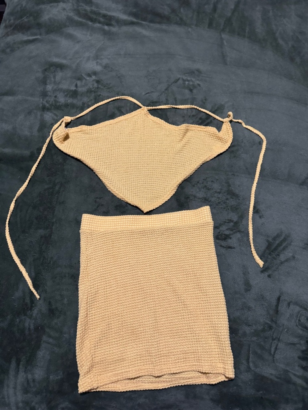 Knit Two-Piece Skirt Set in gold